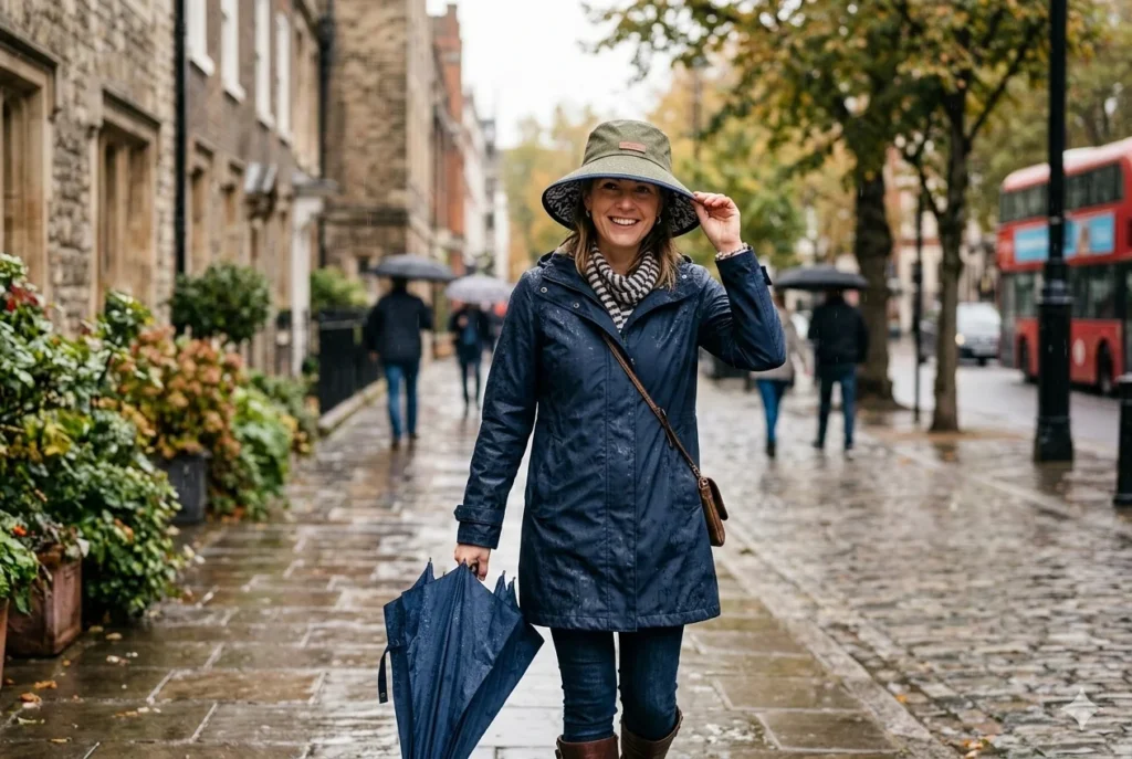 Durable women’s rain hat for hiking, travel, and all-weather protection