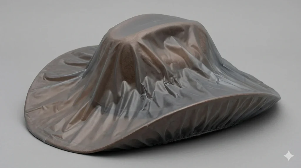 wide brim cover on cowboy hat