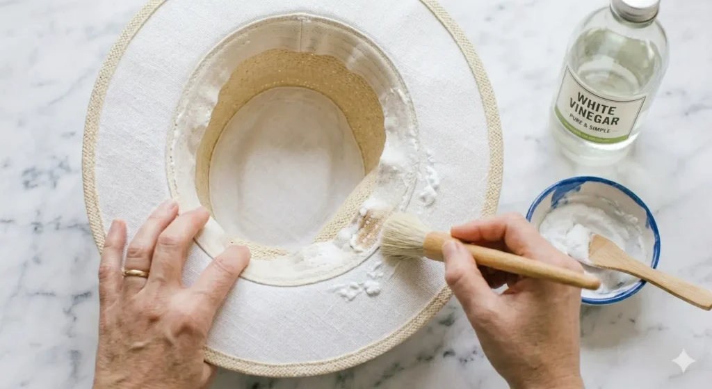 how to wash a white hat without ruining it using baking soda paste