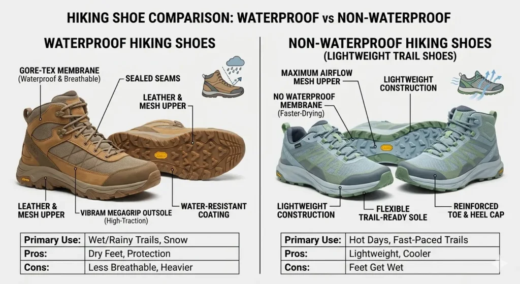 waterproof vs non waterproof hiking shoes comparison