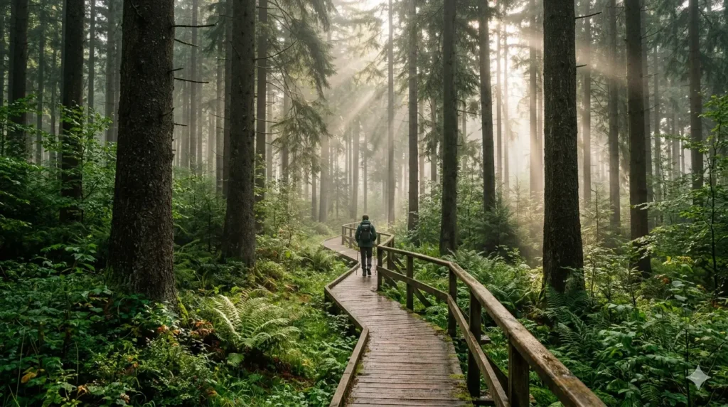 Forest hiking trail in Germany's Black Forest