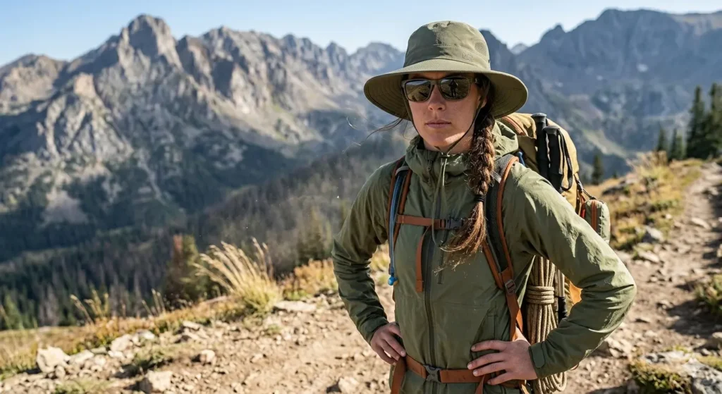 Waterproof hiking hat for sun and rain protection in Colorado