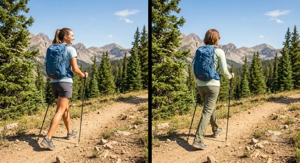 Comparison of hiking shorts and lightweight hiking pants for warm-weather hiking.