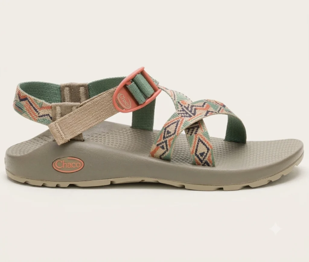 Chaco Z/1 Classic minimalist single-strap sandal on a wooden dock