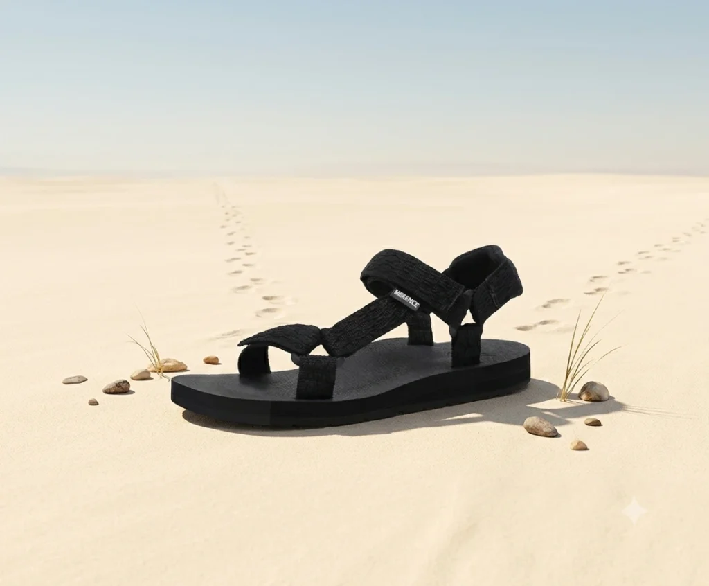 Wide-fit women's sport sandal with double hook-and-loop straps